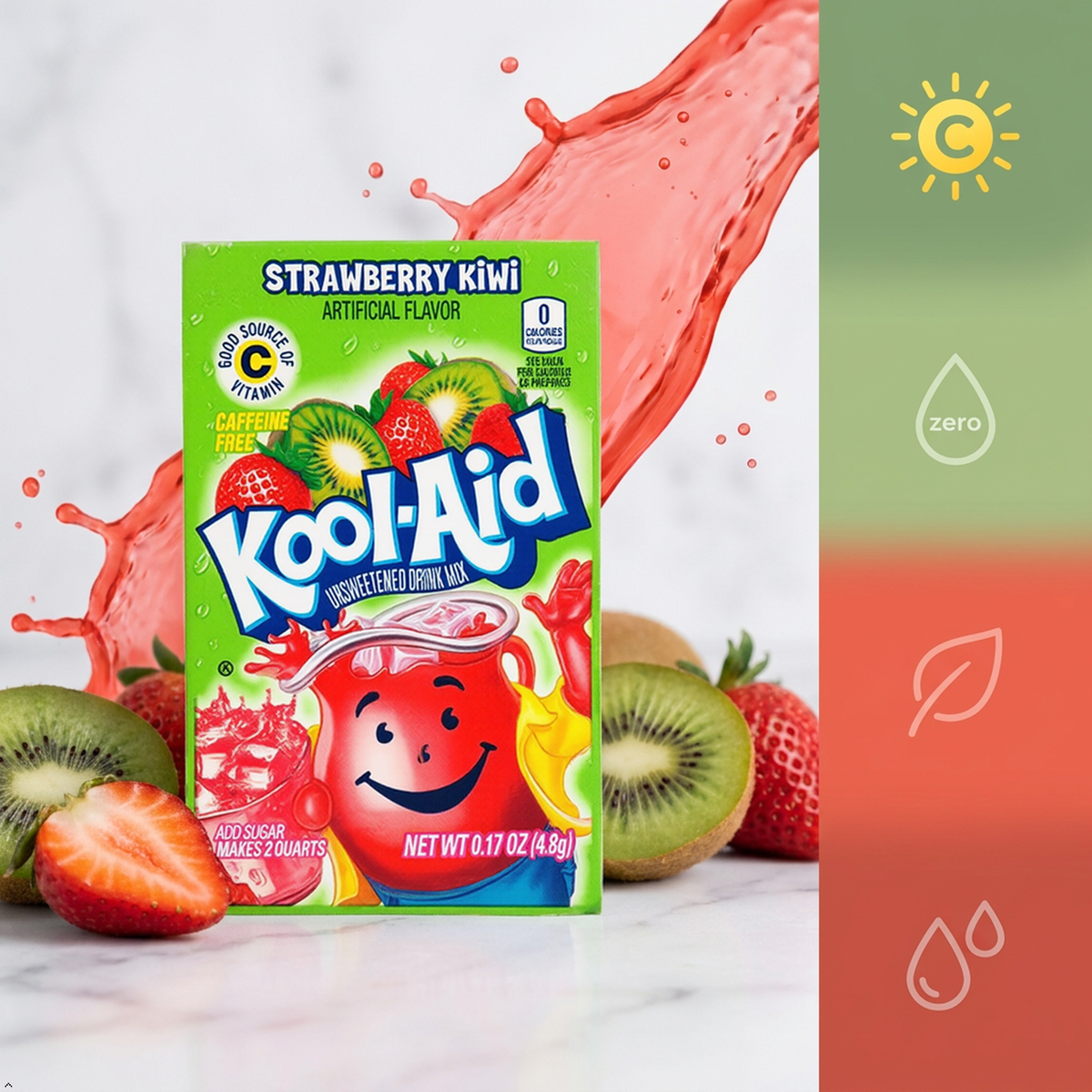 Kool Aid Strawberry Kiwi Drink Mix, Makes 2 Quarts (96 Packets) Kool-Aid
