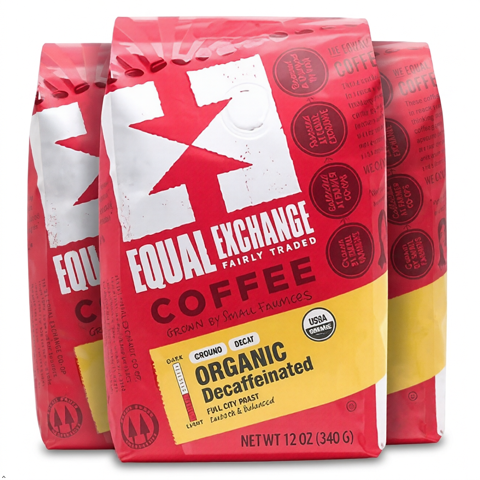Equal Exchange Organic Ground Coffee, Decaf, 12-Ounce Bag (Pack of 3) Equal Exchange