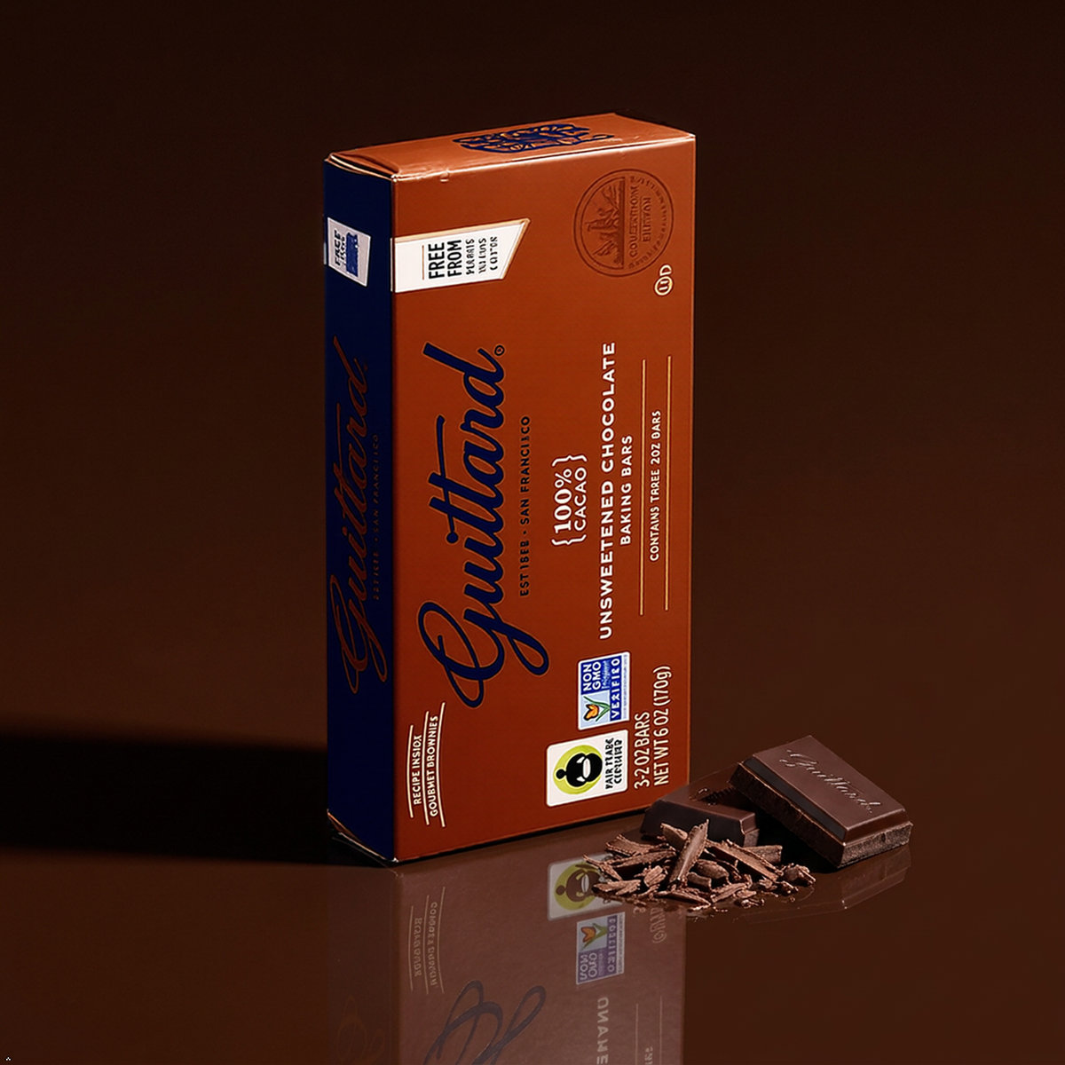 Guittard, Bar Chocolate Baking Unsweetened Gluten Free, 6 oz Guittard