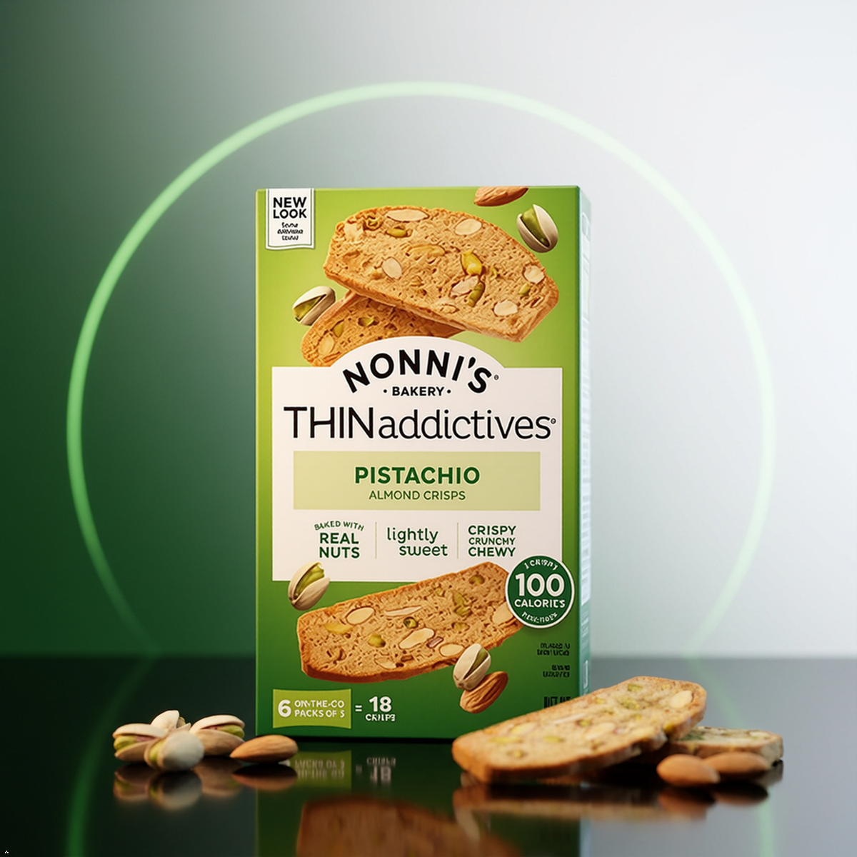 Nonni's Thin Addictives Pistachio Almond Thins 4.4 oz (Pack of 3) Nonni's