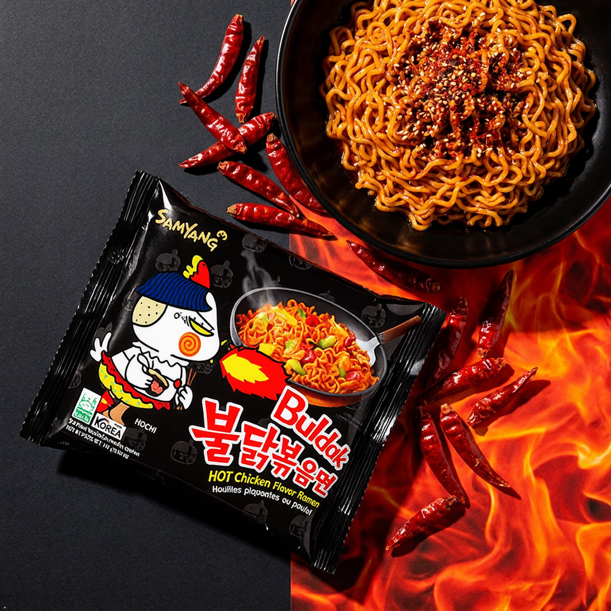 Samyang Ramen/ Spicy Chicken Roasted Noodles, 4.93 oz (Pack of 5) Samyang