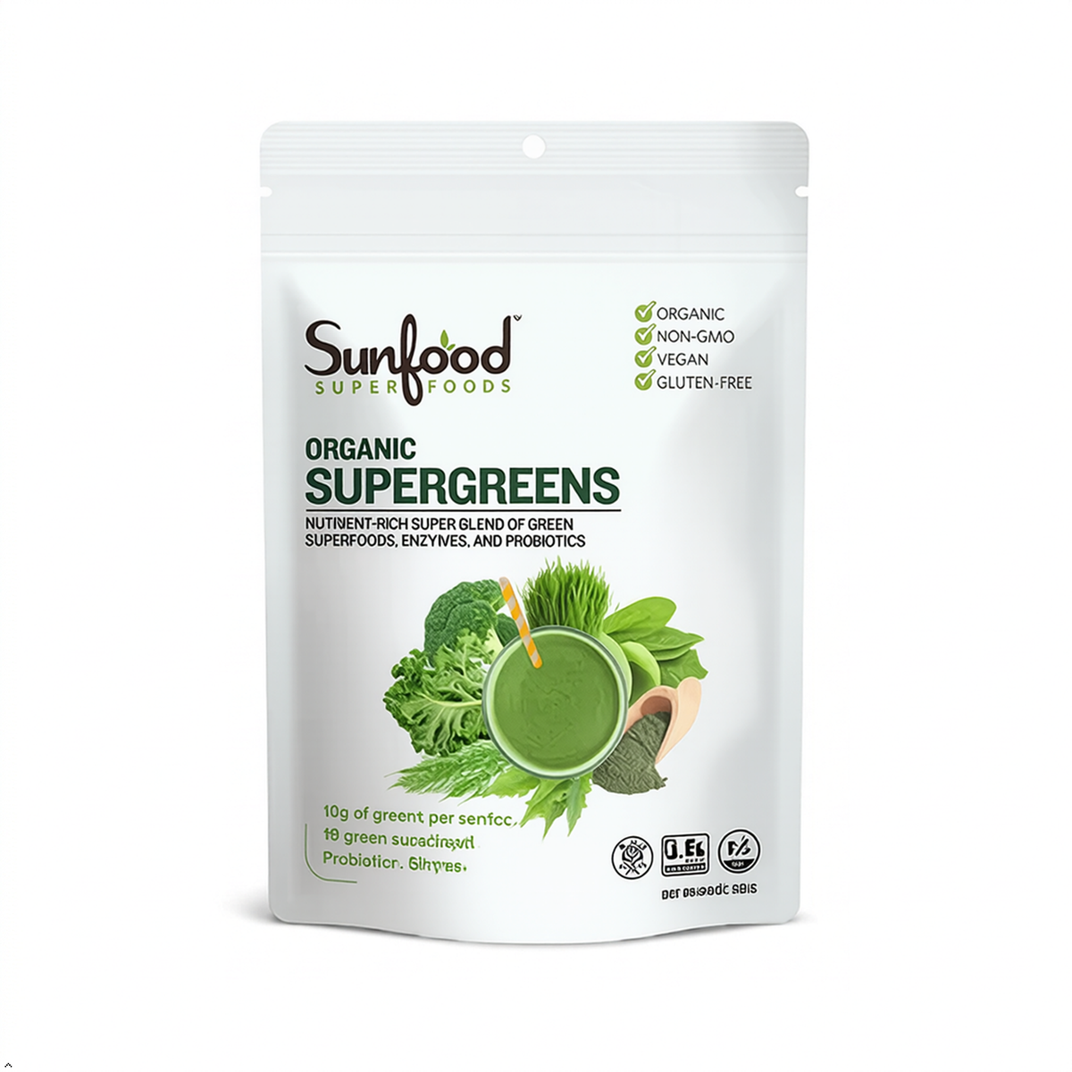 Sunfood Superfoods Organic Supergreens Blend - Greens Superfood Powder, Daily Sunfood Superfoods