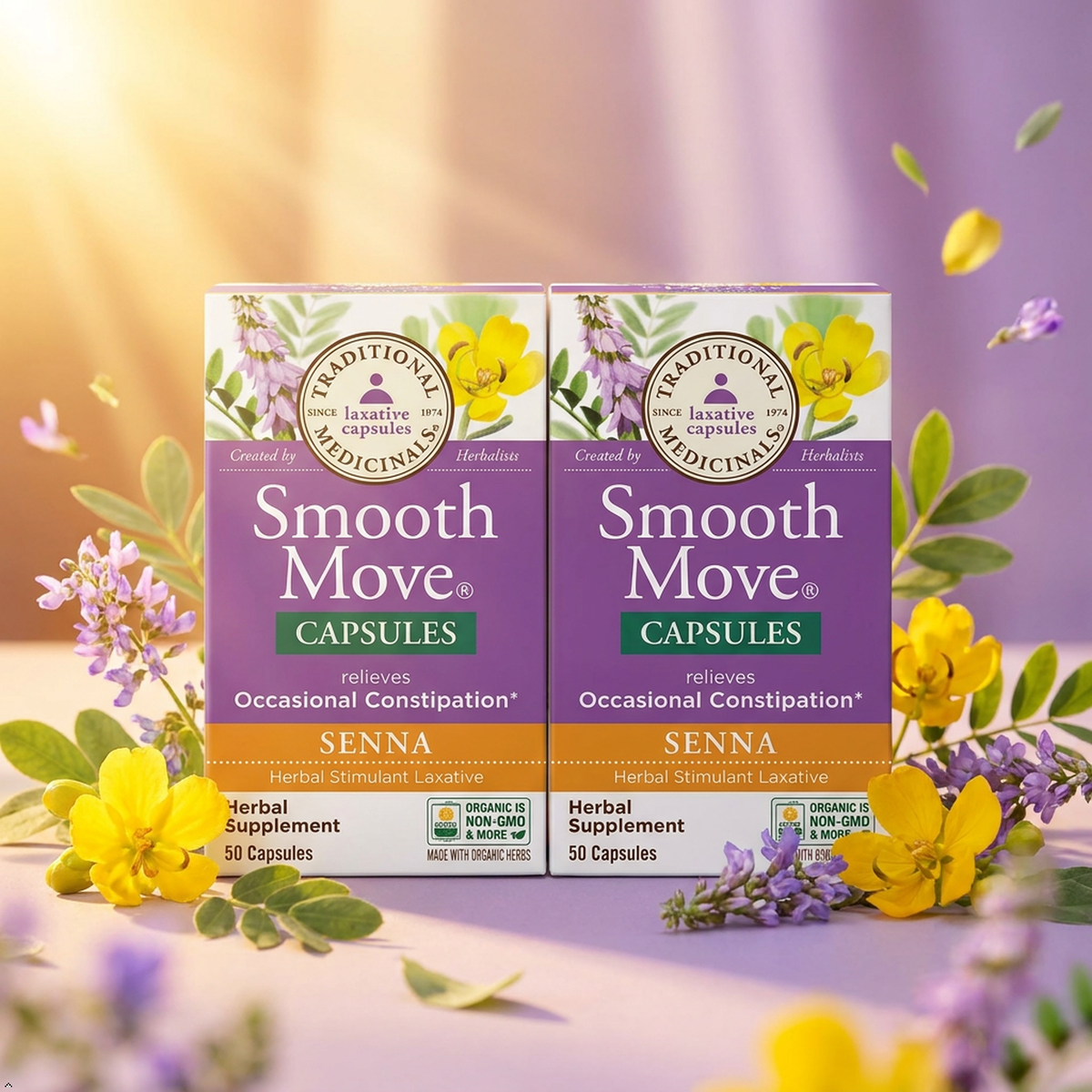 Traditional Medicinals Smooth Move Senna Capsules, 50 Count (Pack of 2) Traditional Medicinals