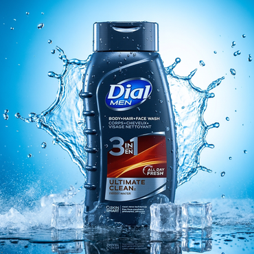 Dial Men Ultimate Clean Hair Body Wash, 16 oz (Pack of 3) Dial