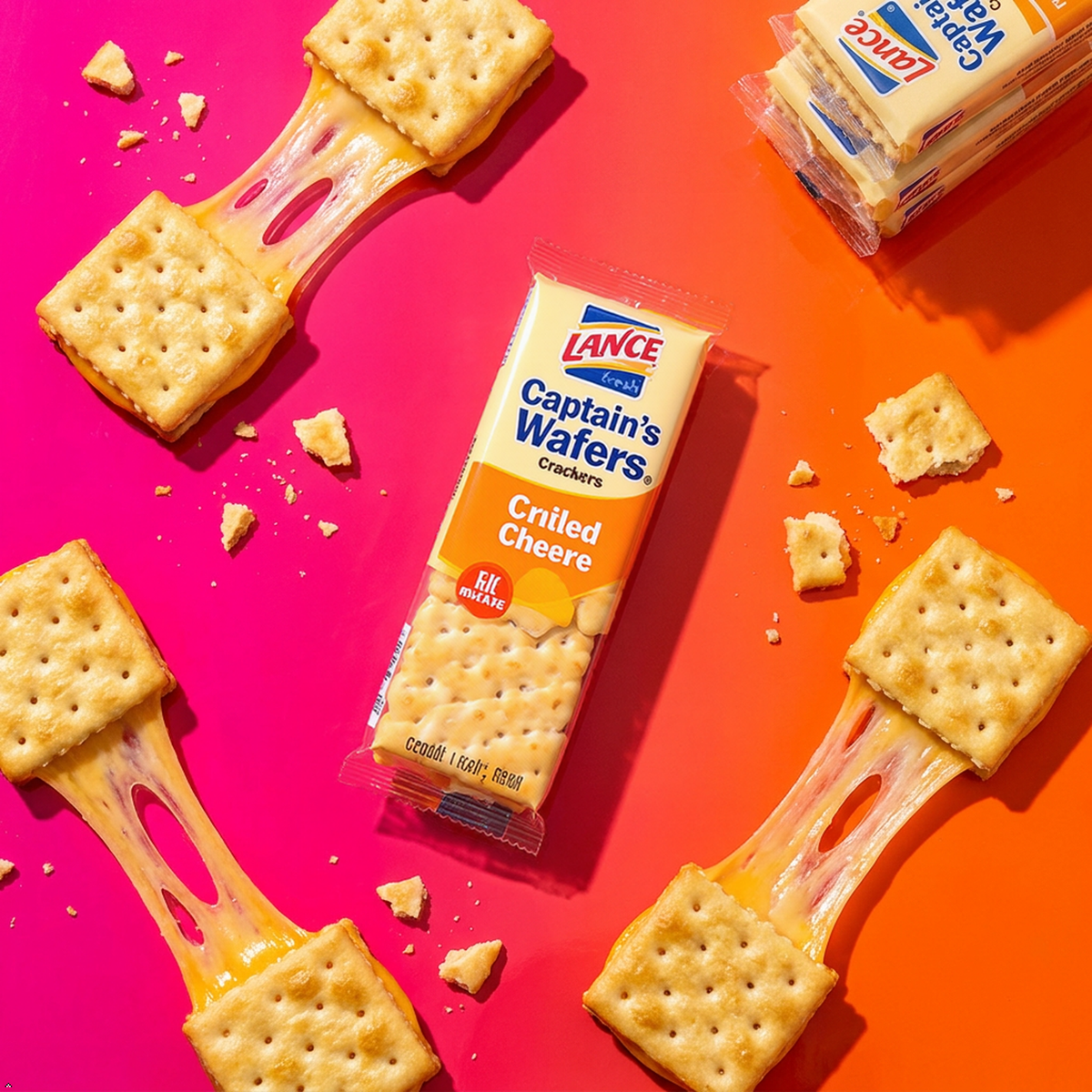 Lance Captain's Wafers Grilled Cheese Crackers, 8 Individual Packs Lance