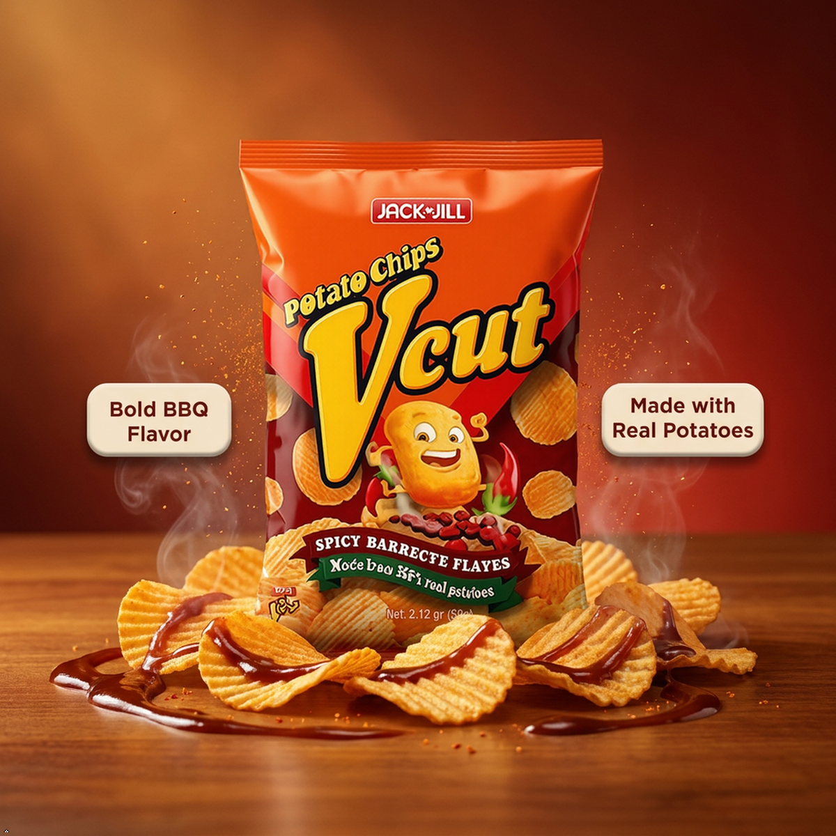 Jack 'n Jill V Cut Spicy Barbecue Potato Chips, 2.12 oz (Pack of 3) Jack n Jill