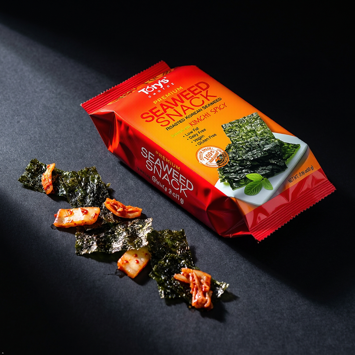 Tory's Choice Roasted Seaweed Snacks, Kimchi Spicy, 0.35 oz (Pack of 10) Tory's Choice