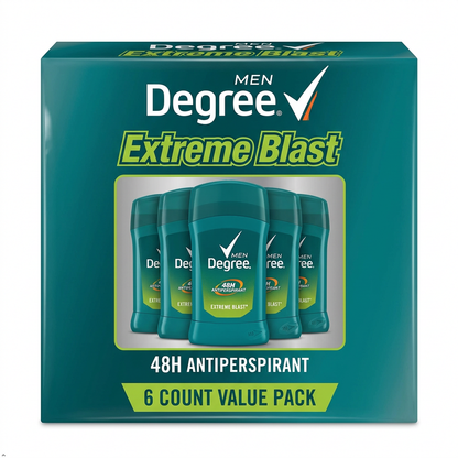 Degree Men Extreme Blast Antiperspirant Deodorant Stick, 2.7 oz (Pack of 6) Degree Men