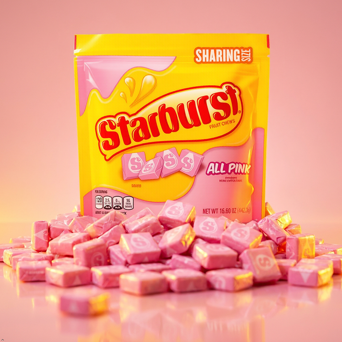 Starburst All Pink Fruit Chews Candy Bag, 15.60 oz Starburst