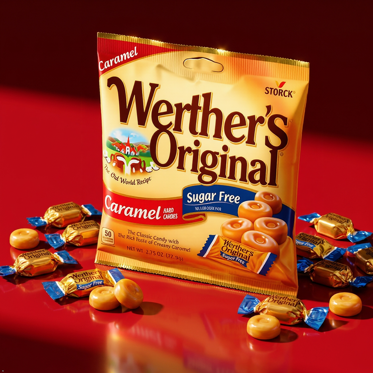 Werther's Original Sugar Free Caramel Hard Candies, 2.75 oz (Pack of 12) Werther's Original