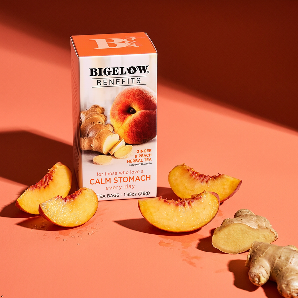 Bigelow Benefits Herbal Tea Ginger Peach, 18 Count (Pack of 2) Bigelow
