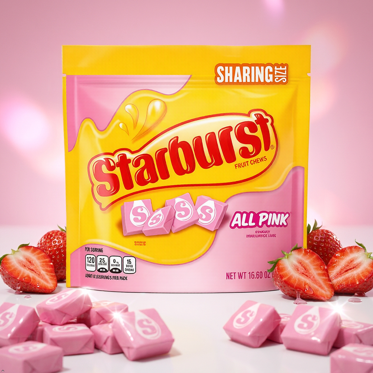 Starburst All Pink Fruit Chews Candy Bag, 15.60 oz Starburst
