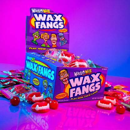 Wack-O-Wax Fangs Cherry Candy Halloween Toy, 24 Count Box Wack-O-Wax