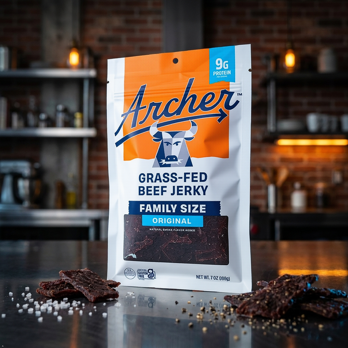 Archer Jerky Grass Fed Beef Jerky, Original, No Nitrates, Paleo - 7 oz Archer