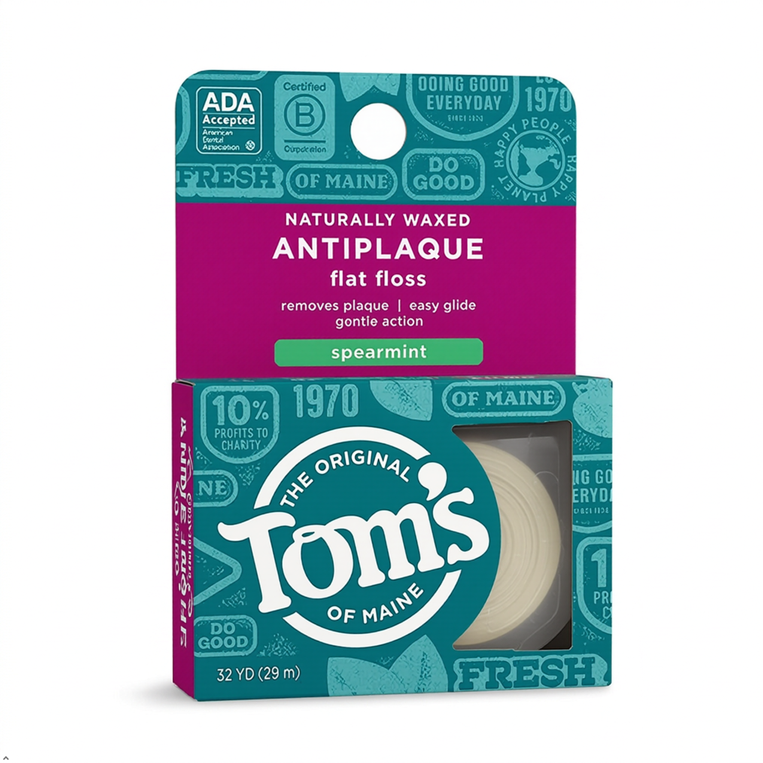 Tom's of Maine Floss Flat-Anti Plaque Spearmint 32 yd String Tom's of Maine