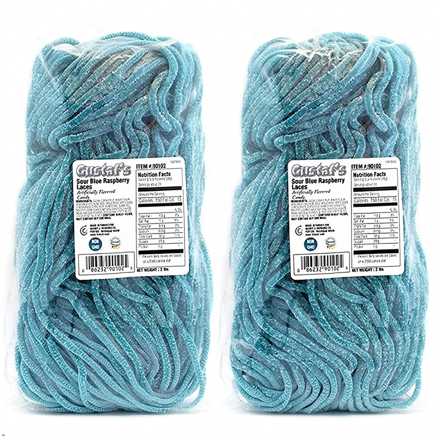 Gustaf's Sour Blue Raspberry Laces, 2-Pound Bags (Pack of 2) Gustaf's