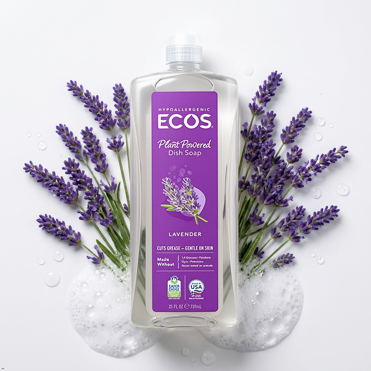 ECOS Hypoallergenic Dish Soap, Natural Lavender, 25 fl oz (Pack of 2) ECOS