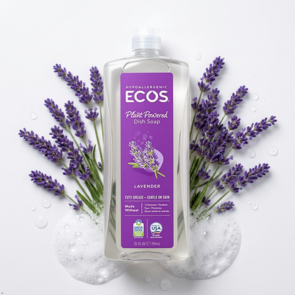 ECOS Hypoallergenic Dish Soap, Natural Lavender, 25 fl oz (Pack of 2) ECOS