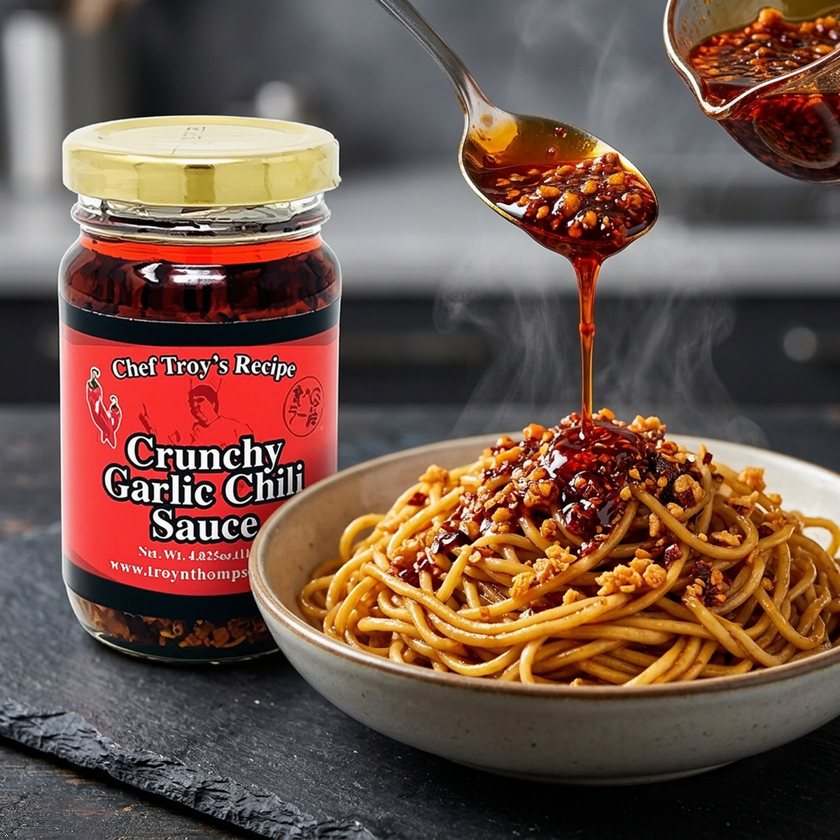 Mishima Crunchy Garlic Chili Sauce - Japanese Style Condiment (Pack of 2) Mishima