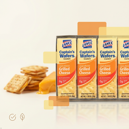 Lance Captain's Wafers Grilled Cheese Crackers, 8 Individual Packs Lance