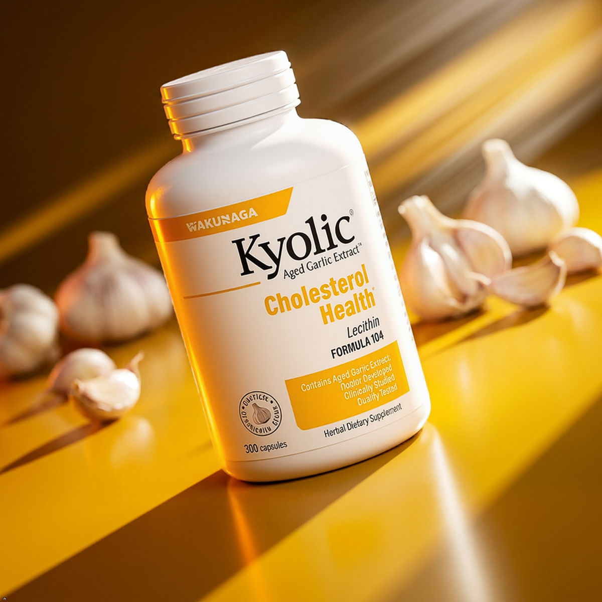 Kyolic Aged Garlic Extract Cholesterol Health\* Formula 104, 300 Capsules Kyolic
