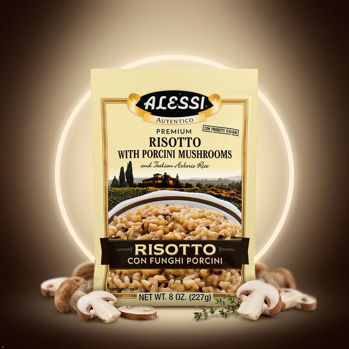 Alessi Porcini Mushroom Risotto, Italian Arborio Rice, 8 oz Alessi