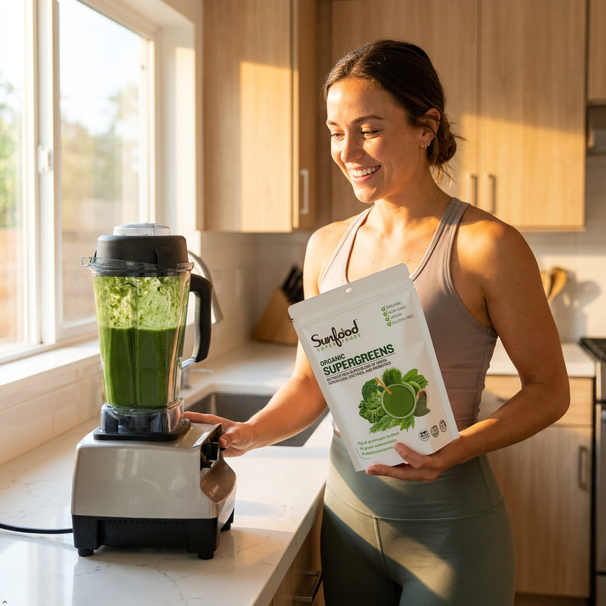 Sunfood Superfoods Organic Supergreens Blend - Greens Superfood Powder, Daily Sunfood Superfoods