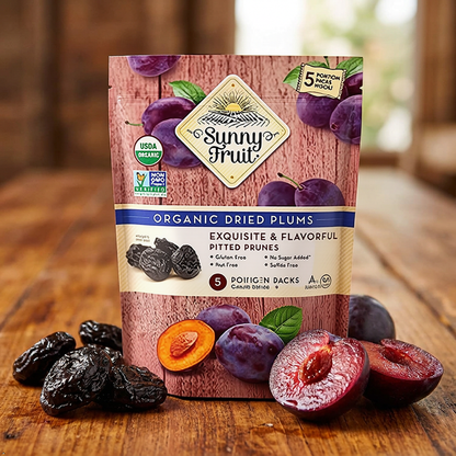 Sunny Fruit Soft Organic Pitted Prunes, 1 Bag (5 Portion Packs) Sunny Fruit