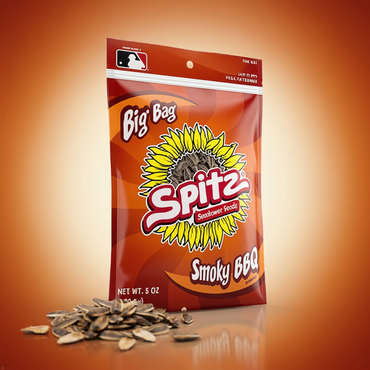Spitz Smoky BBQ Flavored Sunflower Seeds 6 oz Resealable "Big Bag" Spitz