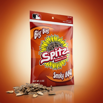 Spitz Smoky BBQ Flavored Sunflower Seeds 6 oz Resealable "Big Bag" Spitz