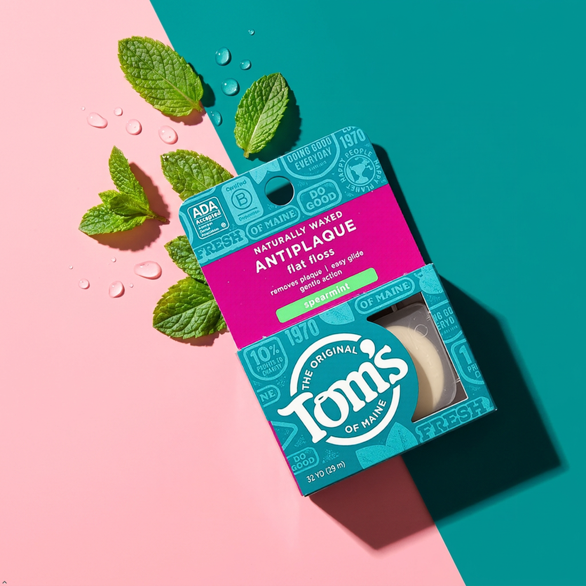 Tom's of Maine Floss Flat-Anti Plaque Spearmint 32 yd String Tom's of Maine