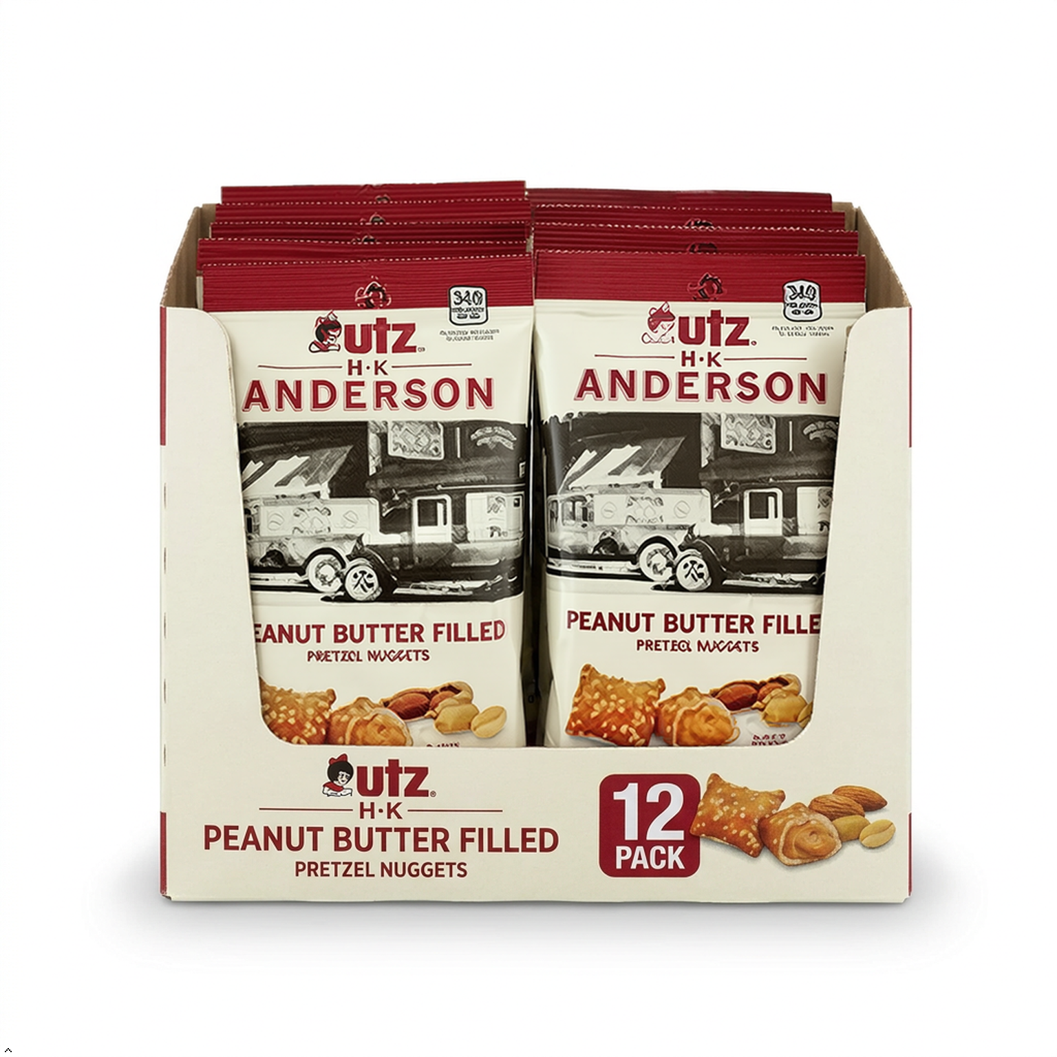 HK Anderson Peanut Butter Filled Pretzel Nuggets, 2.5 oz Bag (12-Pack) HK Anderson