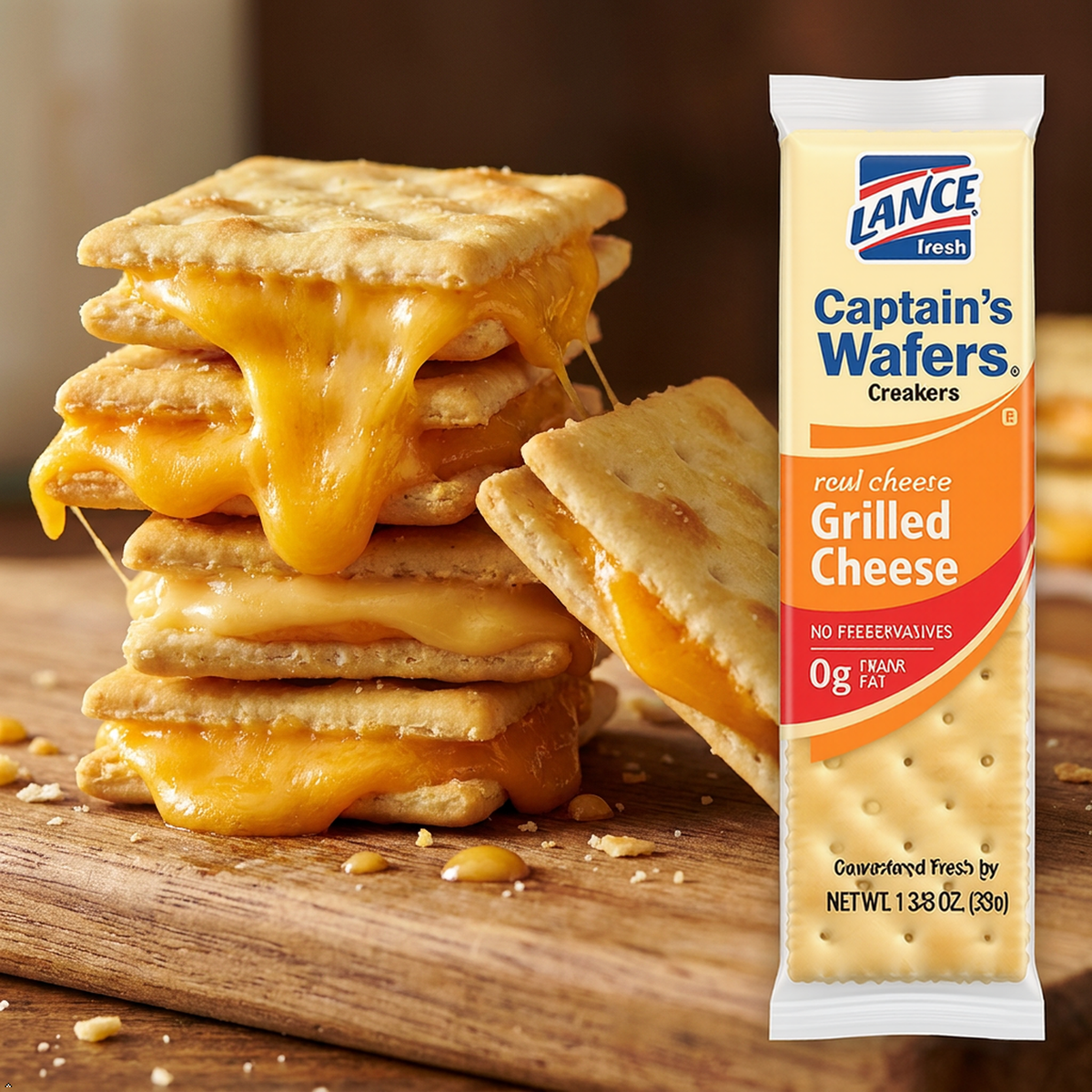 Lance Captain's Wafers Grilled Cheese Crackers, 8 Individual Packs Lance