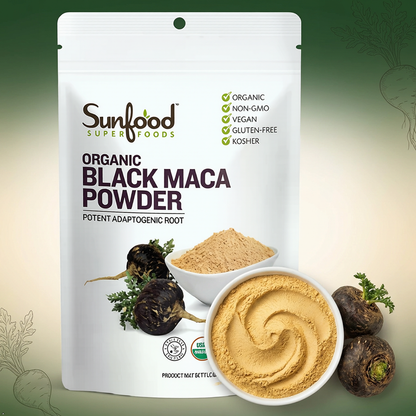 Sunfoods Superfoods Organic Black Maca Powder - Black Maca Root Powder, Black Sunfood