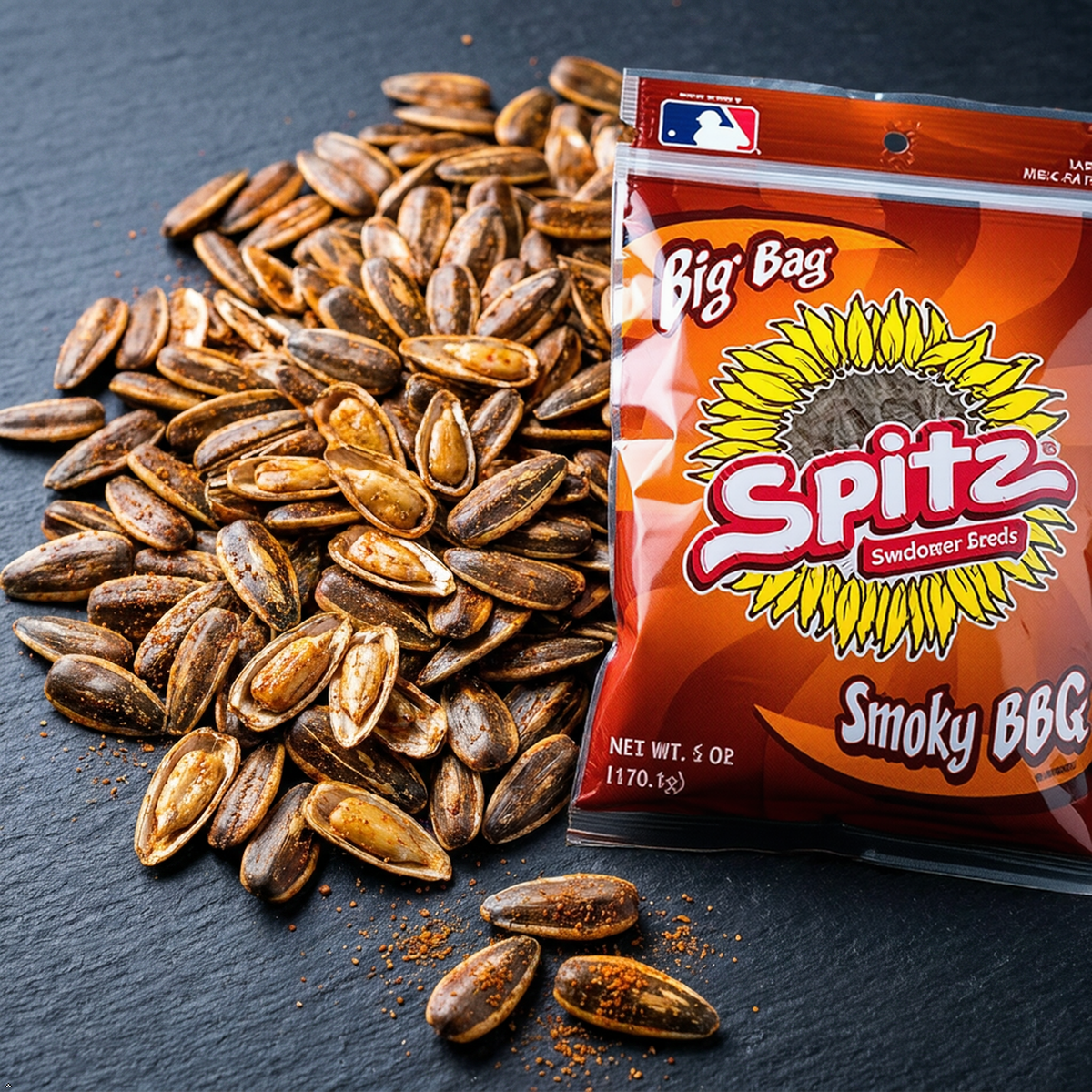 Spitz Smoky BBQ Flavored Sunflower Seeds 6 oz Resealable "Big Bag" Spitz