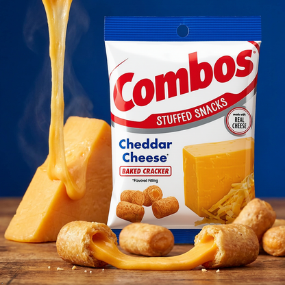 COMBOS Cheddar Cheese Cracker Baked Snacks 6.3-Ounce Bag COMBOS
