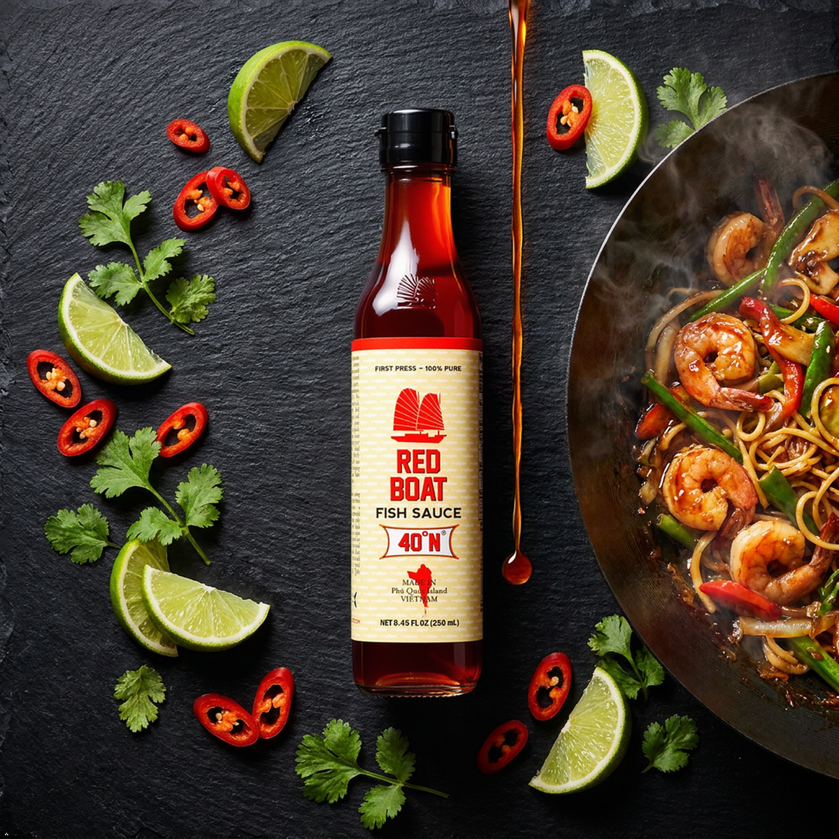 Red Boat Vietnamese Extra Virgin Fish Sauce Bottle, 8.45 oz Red Boat