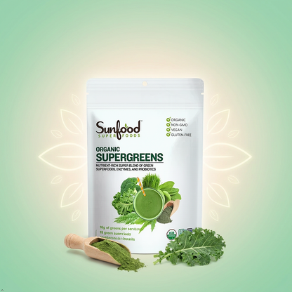 Sunfood Superfoods Organic Supergreens Blend - Greens Superfood Powder, Daily Sunfood Superfoods