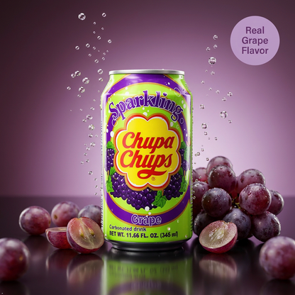 Namyang Chupa Chups Sparkling Soda Flavor 345 mL (Grape, 6 Cans) Chupa Chups