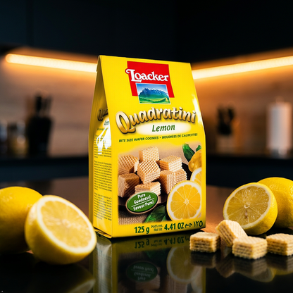 A. Loacker USA Quadratini Lemon Wafer Cookies, 4.41 oz Loacker