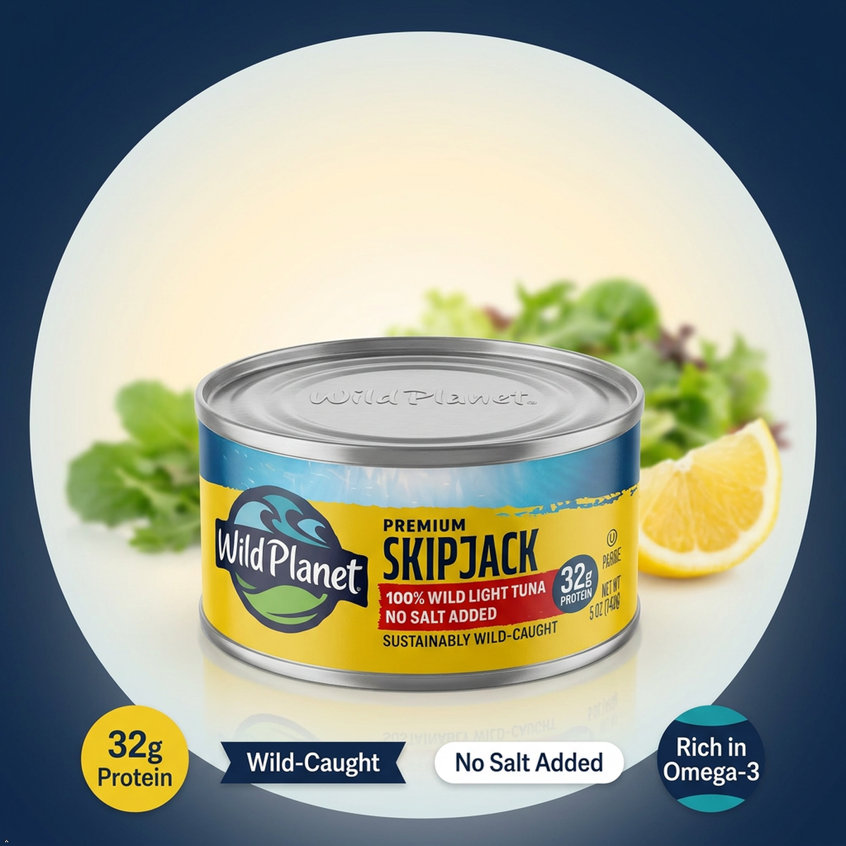 Wild Planet Skipjack Wild Tuna, No Salt Added, 5 oz Can (Pack of 12) Wild Planet
