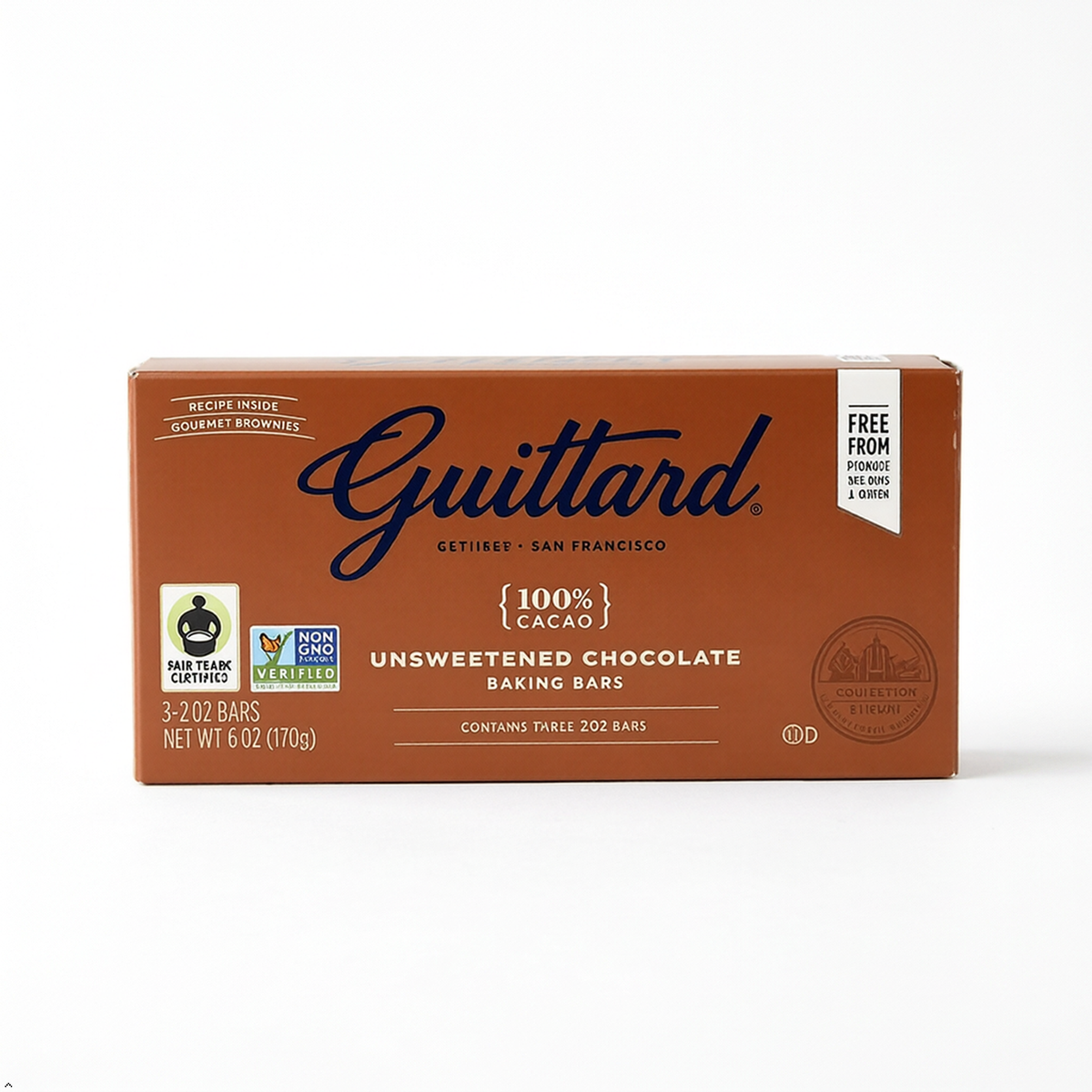Guittard, Bar Chocolate Baking Unsweetened Gluten Free, 6 oz Guittard