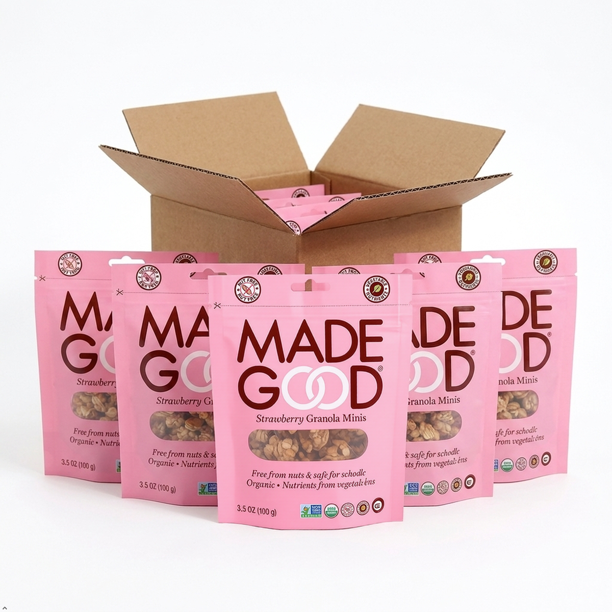 MadeGood Strawberry Granola Minis, 6 Pouches, 3.5 oz Each MadeGood