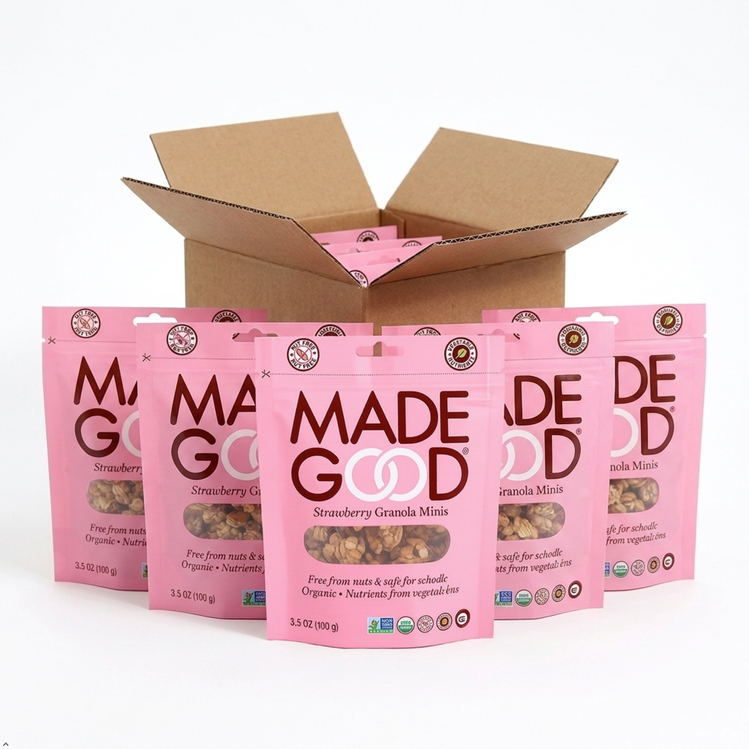 MadeGood Strawberry Granola Minis, 6 Pouches, 3.5 oz Each MadeGood