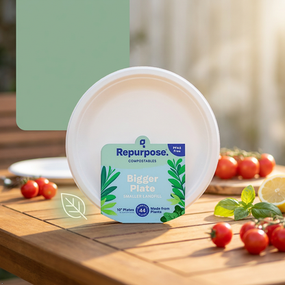 Repurpose Compostable Plates 10in, 44 Count Repurpose
