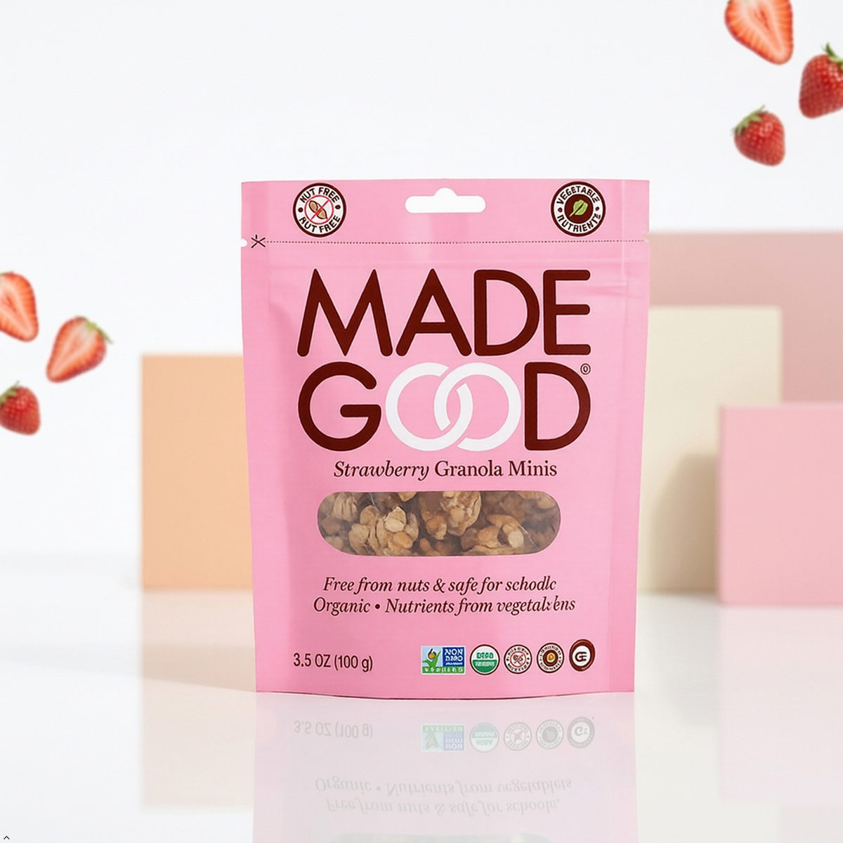 MadeGood Strawberry Granola Minis, 6 Pouches, 3.5 oz Each MadeGood