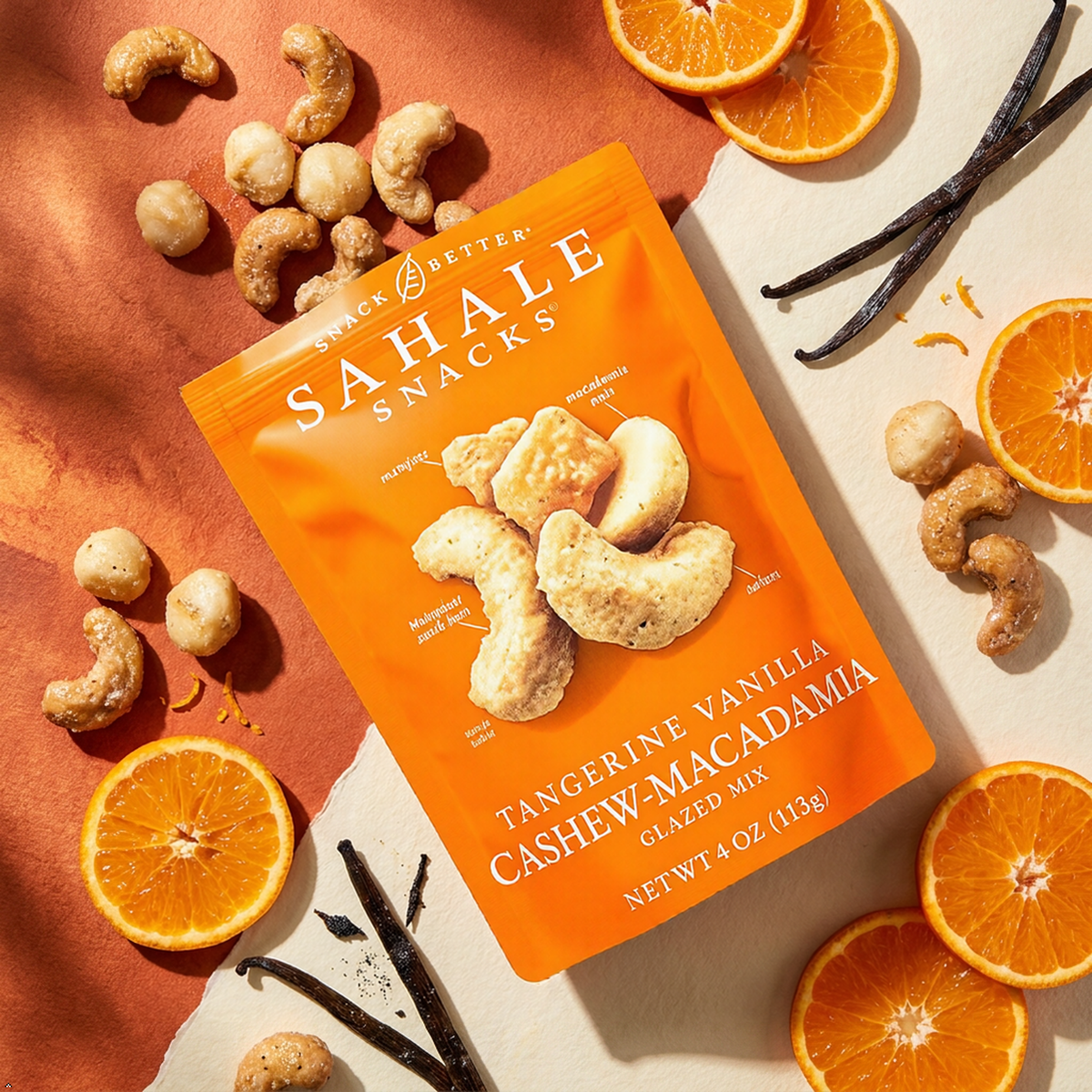 Sahale Snacks Tangerine Vanilla Cashew-Macadamia Glazed Mix, 4 oz (Pack of 2) Sahale Snacks