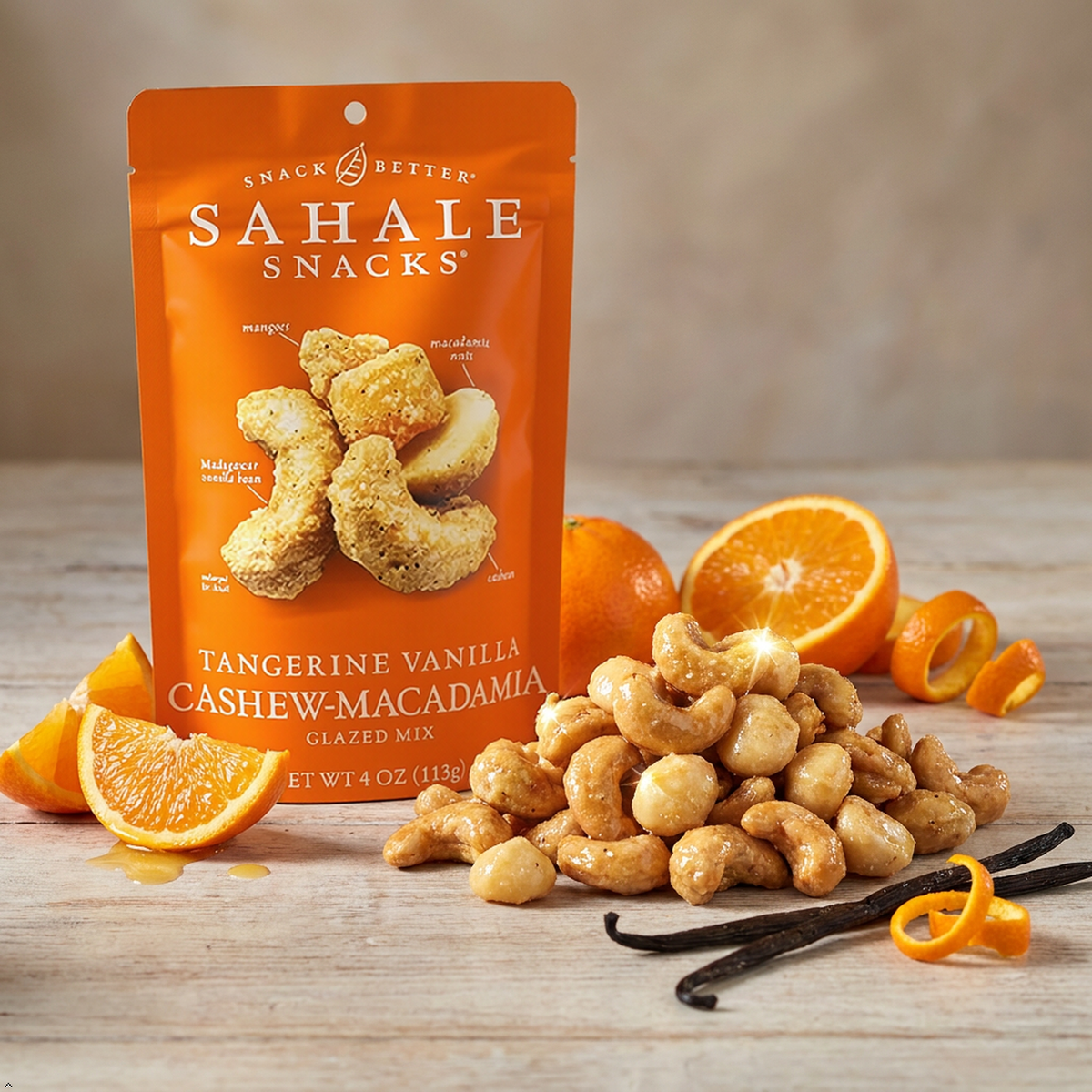 Sahale Snacks Tangerine Vanilla Cashew-Macadamia Glazed Mix, 4 oz (Pack of 2) Sahale Snacks