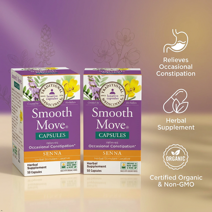 Traditional Medicinals Smooth Move Senna Capsules, 50 Count (Pack of 2) Traditional Medicinals
