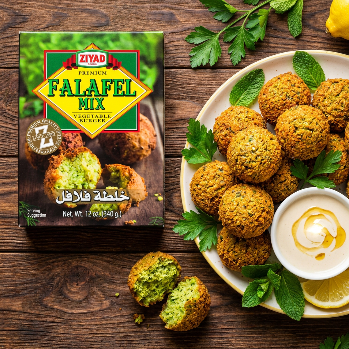 Ziyad Falafel Dry Mix - Vegan/Vegetarian, Non-GMO, 12 oz (Pack of 6) Ziyad